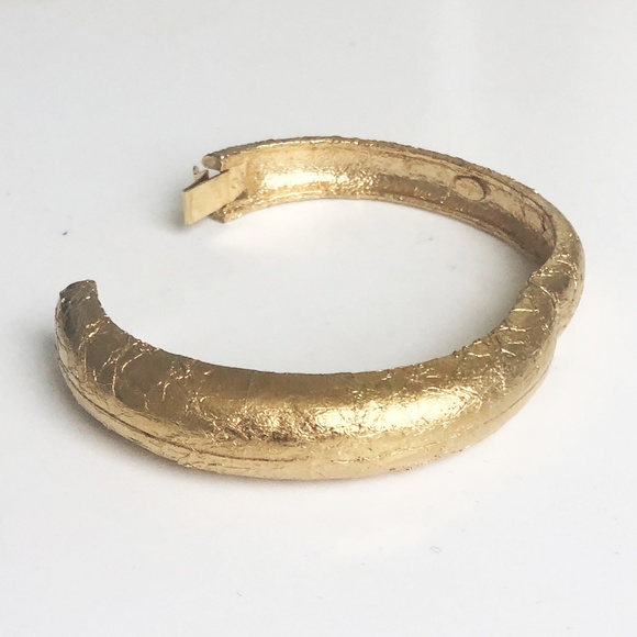 Givenchy Bracelet Hinged Bangle Gold Foil Stamp Vintage HTF Luxury - Picture 4 of 8